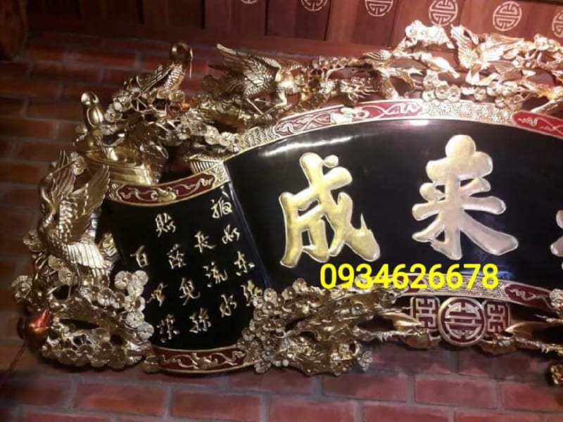 Mẫu Cuốn Thư Tùng Hạc Sơn Son Thiếp Vàng PT-0104